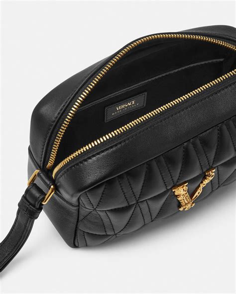 versace women's virtus studded leather crossbody bag - black one-size|Virtus Crossbody Bag Black,Gold .